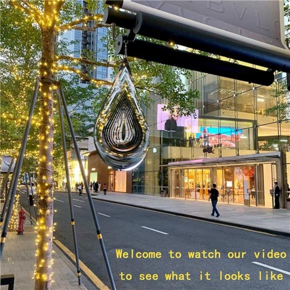 Wind Spinner Stainless Steel 3D Flowing Light 12“x 8“ with 360° Rotating Hook - Picture 3 of 6